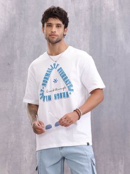 WROGN - Retro Typography Oversized Fit White T-Shirt