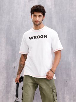 WROGN - Contrast Flat Lock Detail Oversized Fit White T-Shirt