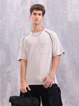 WROGN - Raglan Sleeve Sporty Look Grey Oversized Fit T-Shirt