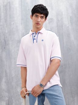 WROGN - Contrast Trim Details Oversized Pink Polo T-Shirt