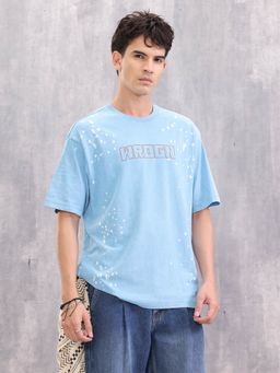 WROGN - Retro Washed Effect Oversized Fit Blue T-Shirt