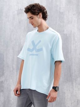 WROGN - Logo Raw-Edged Blue T-Shirt