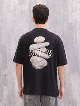WROGN - Back Print Casual Oversized Fit Black T-Shirt