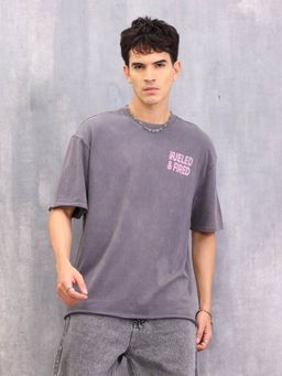 WROGN - Retro Washed Oversized Fit Raw Edge Grey T-Shirt