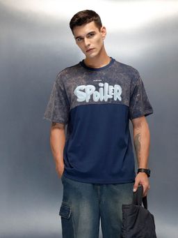 WROGN - Washed Printed Oversized Fit Blue T-Shirt