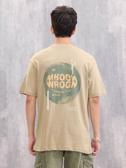 WROGN - Printed Oversized Fit Khaki T-Shirt