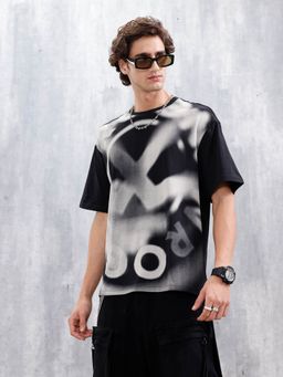 WROGN - Men’s Oversized Print Black T-Shirt