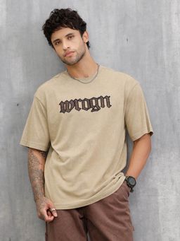 WROGN - Acid Wash Oversized Fit Khaki T-Shirt
