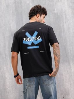 WROGN - Back Print Black Oversized Fit Brand Carrier T-Shirt