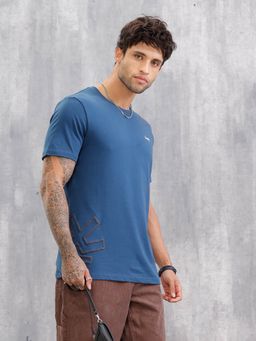 WROGN - Puff Solid Regular Fit Blue T-Shirt