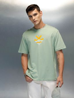 WROGN - Graphic Printed Oversized Fit Green T-Shirt