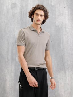 WROGN - Solid Textured Slim Fit Brown Polo T-Shirt