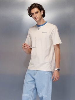 WROGN - Men’s Solid Beige Casual T-Shirt