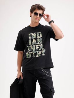 WROGN - Oversized Placement Typography Black T-Shirt