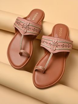 ROCIA - Pink Women Stylish Flat Kolhapuris
