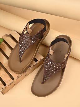 ROCIA - Brown Women Embellished Sandals