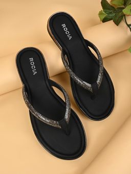 ROCIA - Black Women Diamond Flats