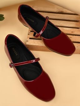 ROCIA - Maroon Woven Classy Patent Ballerina