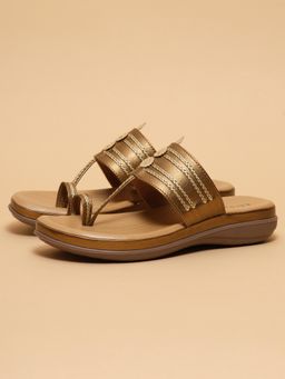 ERIDANI - Women Gold Embellished Sandals