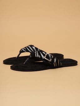 ERIDANI - Women Fia Black Textured Flats