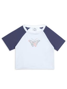 Puma - Butterfly Vibe Youth Slim Fit Crop Girl's White T Shirt