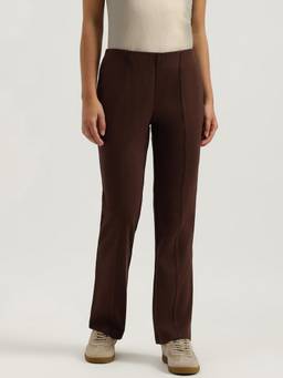 United Colors of Benetton - Brown Solid Viscose Blend Trouser