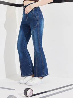 DOLCE CRUDO - Blue Solid Denim Bootcut Jeans