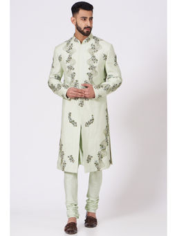 Jatin Malik - Duckegg Green Sherwani (Set of 4)