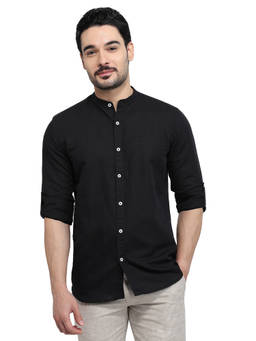Parx - Slim Fit Solid Black Shirt