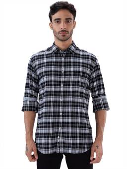 Parx - Slim Fit Checkered Black Shirt