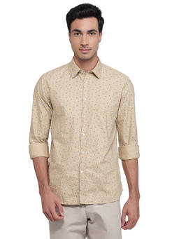 Parx - Slim Fit Printed Medium Fawn Shirt