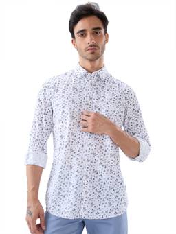 Parx - Slim Printed White Shirt