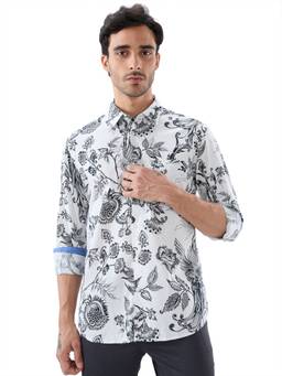 Parx - Black Slim Fit Printed Shirt