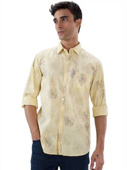 Parx - Medium Yellow Slim Fit Printed Shirt