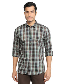 Parx - Slim Checkered Dark Green Shirt