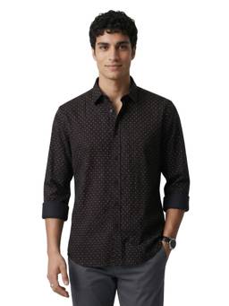 Parx - Slim Fit Printed Black Shirt