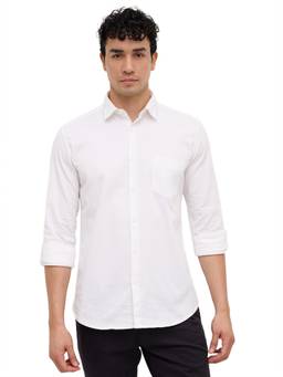 Parx - White Slim Fit Solid Shirt