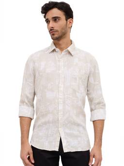 Parx - Slim Fit Printed Medium Fawn Shirt