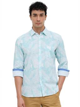 Parx - Medium Green Slim Fit Printed Shirt