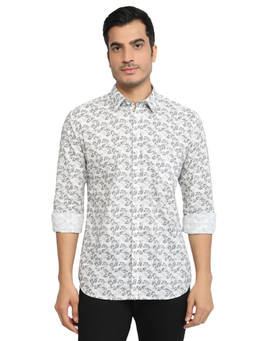 Parx - Slim Printed Light Grey Shirt
