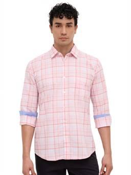 Parx - Medium Red Slim Fit Checkered Shirt