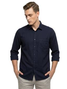 Parx - Slim Fit Solid Dark Blue Shirt