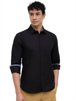 Parx - Slim Fit Solid Black Shirt