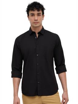 Parx - Black Slim Fit Solid Shirt