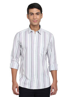 Parx - Slim Fit Striped Medium Violet Shirt