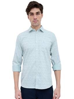 Parx - Slim Fit Printed Light Blue Shirt