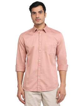 Parx - Light Peach Slim Fit Solid Shirt