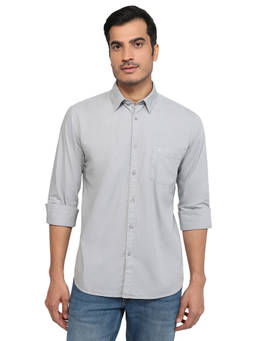 Parx - Slim Fit Solid Light Grey Shirt