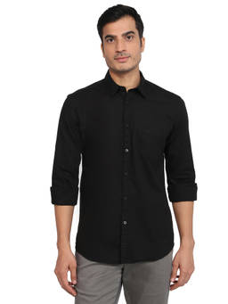 Parx - Black Slim Fit Solid Shirt