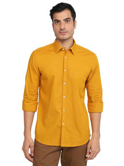Parx - Medium Yellow Slim Fit Solid Shirt
